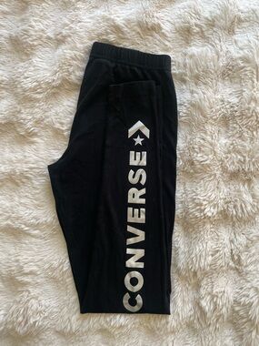 Converse Women Black Leggings with White Logo